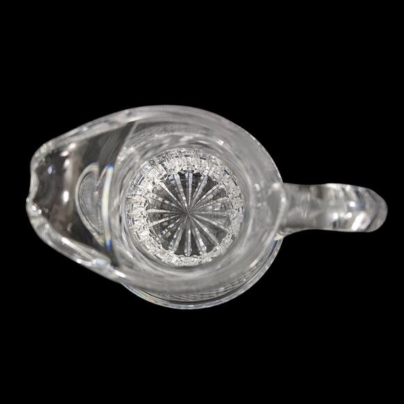 Vintage Cut Crystal Pitcher 7.5" Pressed Glass Diamond Fan Pattern Mid Century - Picture 7 of 8